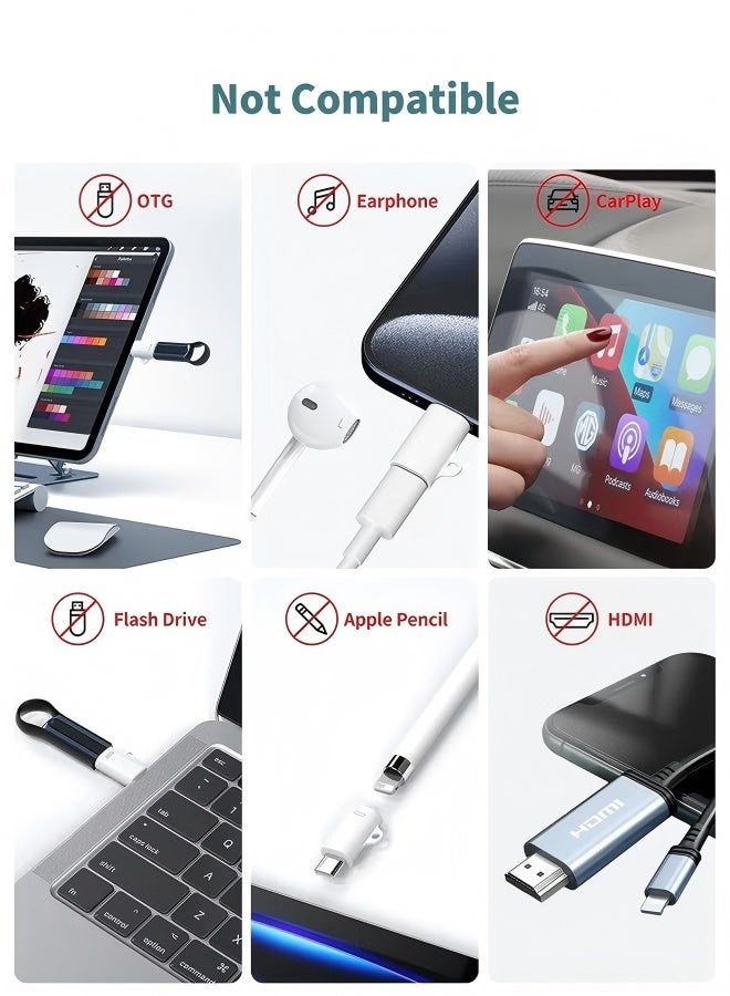 USB 2 Pack USB C to light-ning adapter, Type C Female to light-ning Male Adapter,Compatible with iPhone 15/15 Plus/15 Pro/15 Pro Max iPad Air and More Type C Devices Charging Support Data Transmission - Image 3